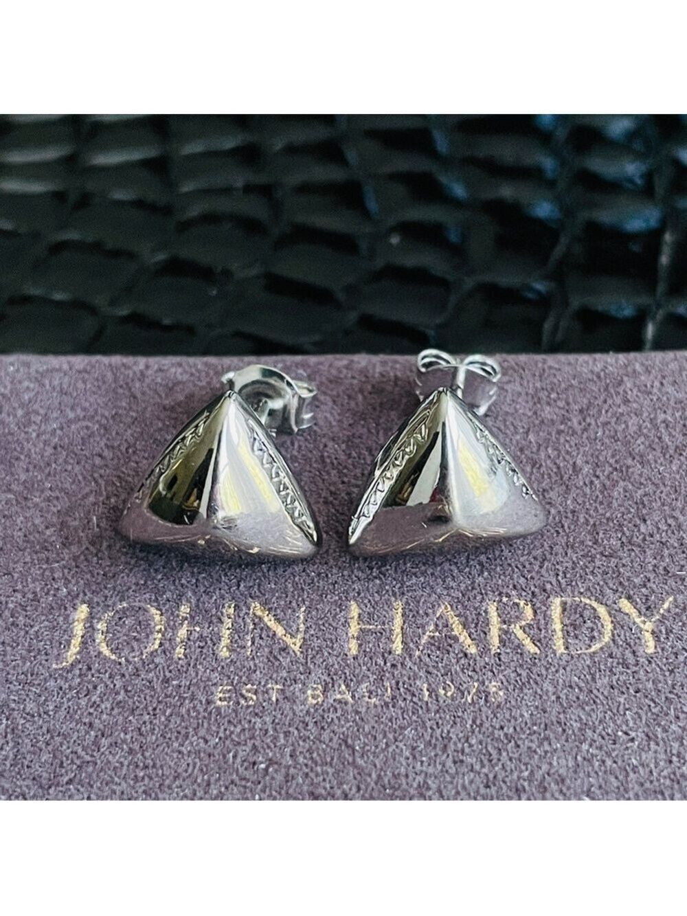 John Hardy Pyramid Triangle Sterling Silver Stud Earrings